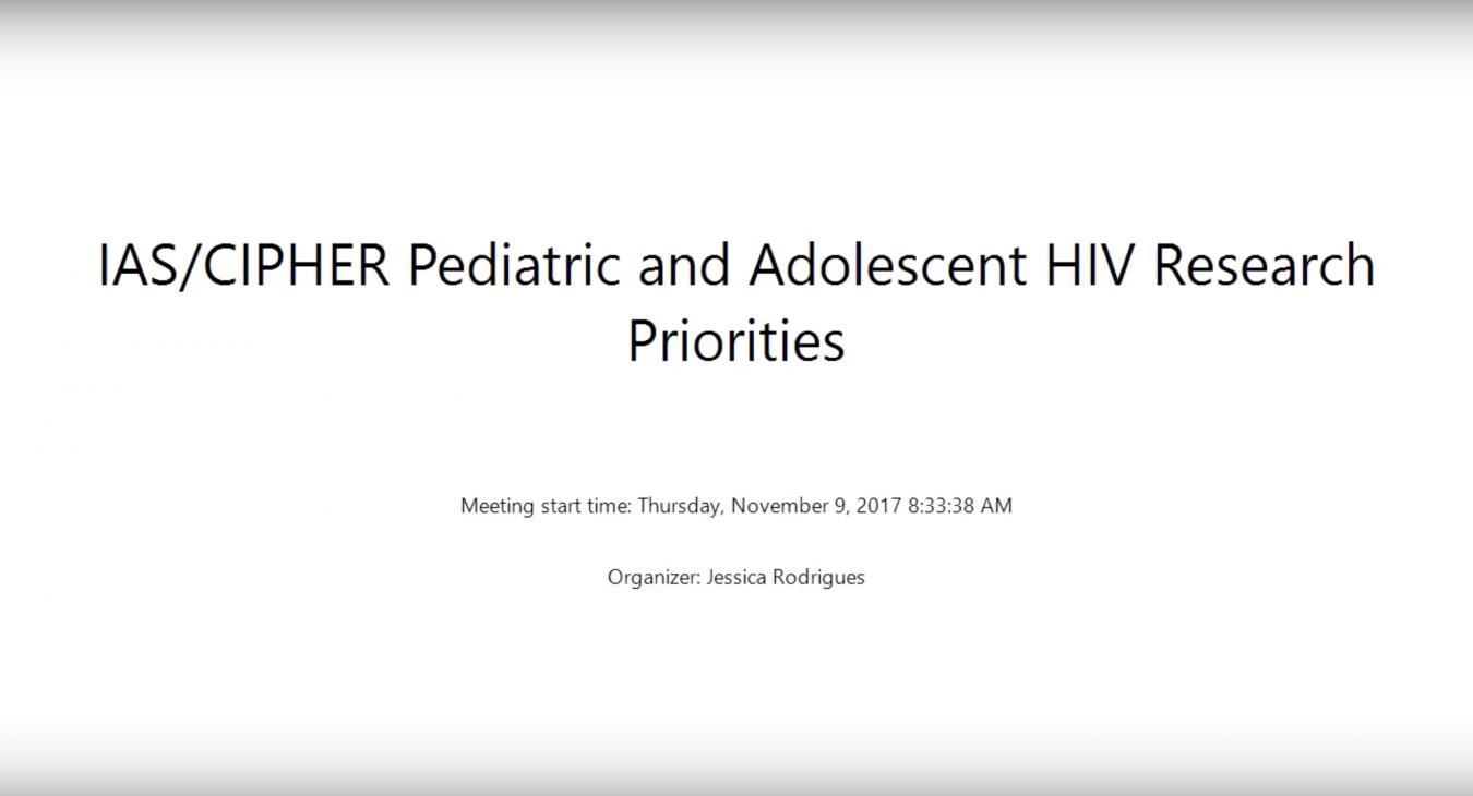 Pediatric and Adolescent HIV Research Priorities