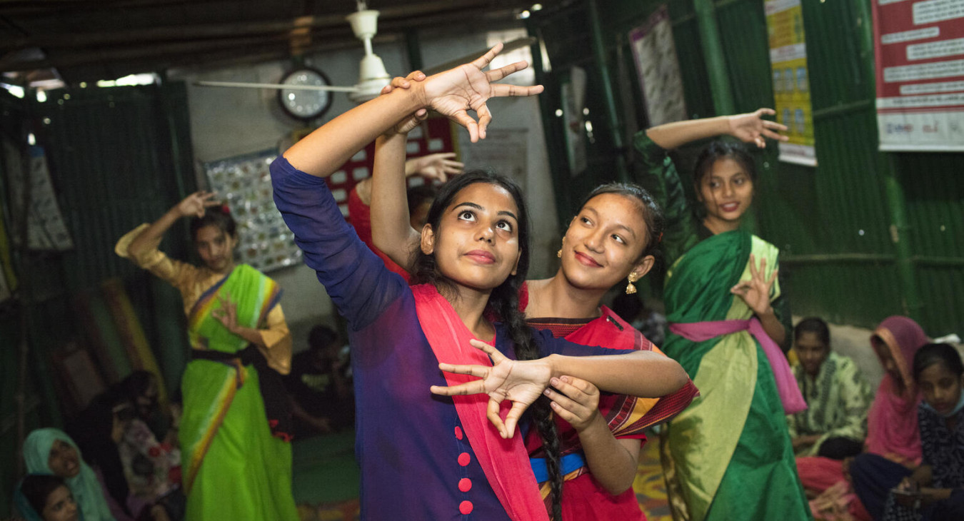Girls at a life skills session in Dhaka